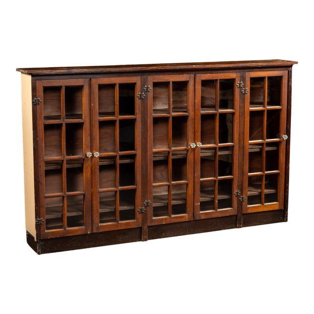 Early 20th Century Mission-Style Display Case With Glass Doors For Sale