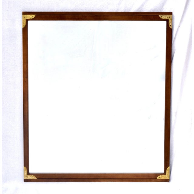 Chestnut 1950's Walnut Chinoiserie Campaign Style Mirror by Drexel For Sale - Image 8 of 8