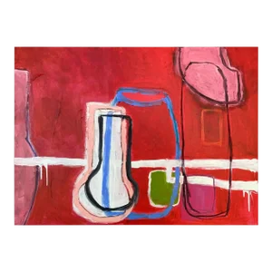 "Red Shift" Large Contemporary Abstract Multimedia Painting by Guy Lyman