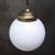 White Opaline Glass and Brass Globe Pendant Light For Sale - Image 5 of 8