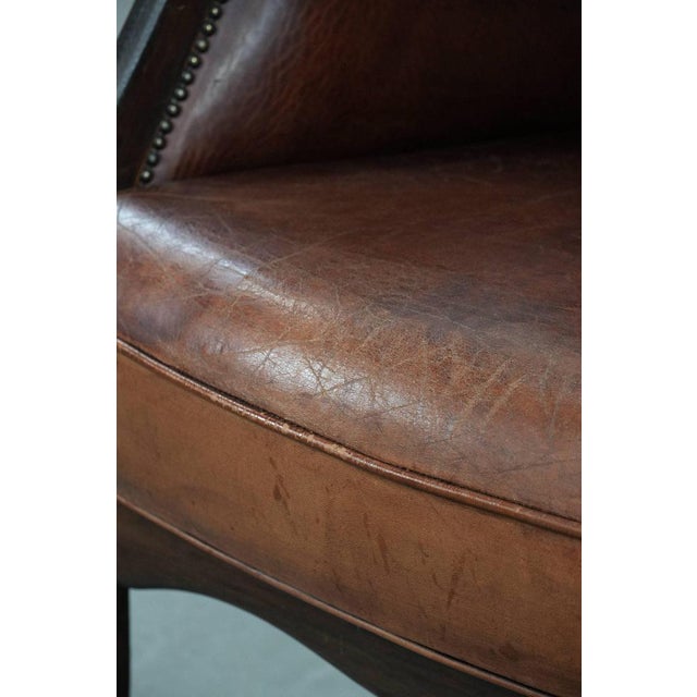 Vintage Wing Chair in Sheepskin Leather For Sale - Image 14 of 17
