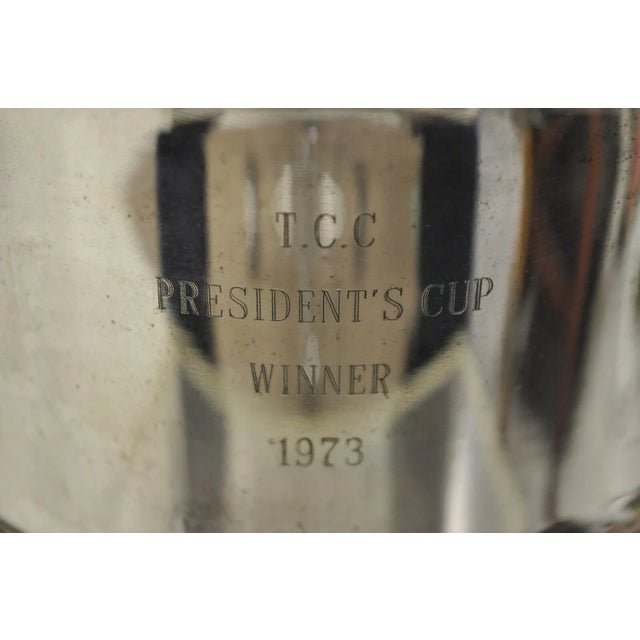 Vintage Engraved "Tcc Presidents Cup Winner 1973" Silver Plated Champagne Ice Bucket For Sale - Image 12 of 13