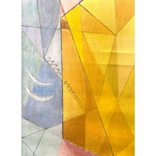 Wood Mid 20th Century Swedish Cubist Oil Painting For Sale - Image 7 of 10