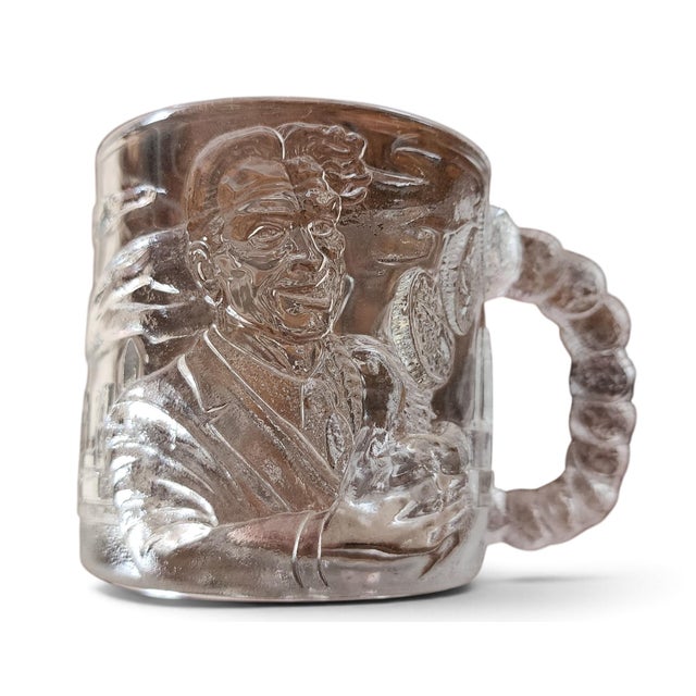 Vintage 1995 McDonalds Batman Forever Two-Face Raised Glass Handled Mug For Sale - Image 4 of 8