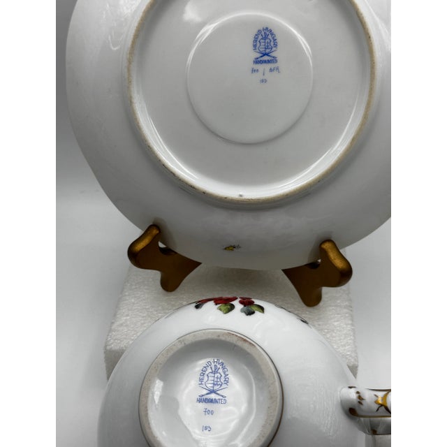 Herend Herend Soup Cup & Saucer Set Fruits & Flowers (Bfr) # 700 by Herend For Sale - Image 4 of 10
