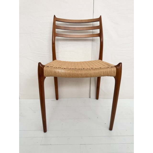 Mid 20th Century Mid 20th Century Jl Møller Model 78 Teak Dining Side Chair With Danish Paper Cord Seat, Set of Six 6 For Sale - Image 5 of 8