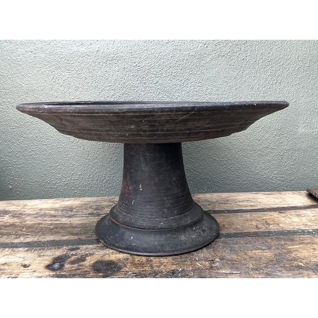 Vintage Balinese Turned Wood Pedestal Bowl For Sale - Image 4 of 12
