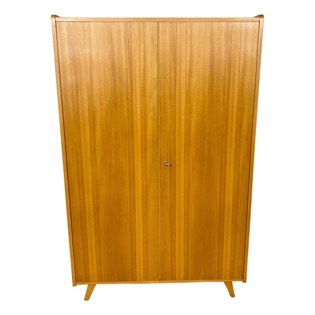 Mid-Century Modern Wardrobe in Light Wood, 1960s For Sale