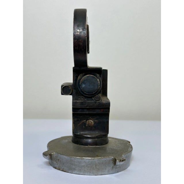 Early 20th Century Small Art Deco Movie Director Reel Camera Classic Car Mascot Sculpture With Verdigris For Sale - Image 4 of 13