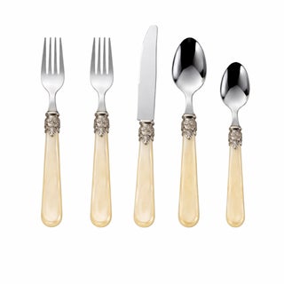 Ivory Pearlized Five-Piece Flatware Set, Service for One For Sale