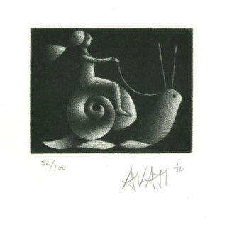 Snail Rider - Original Etching on Paper by Mario Avati - 1970s 1970s For Sale