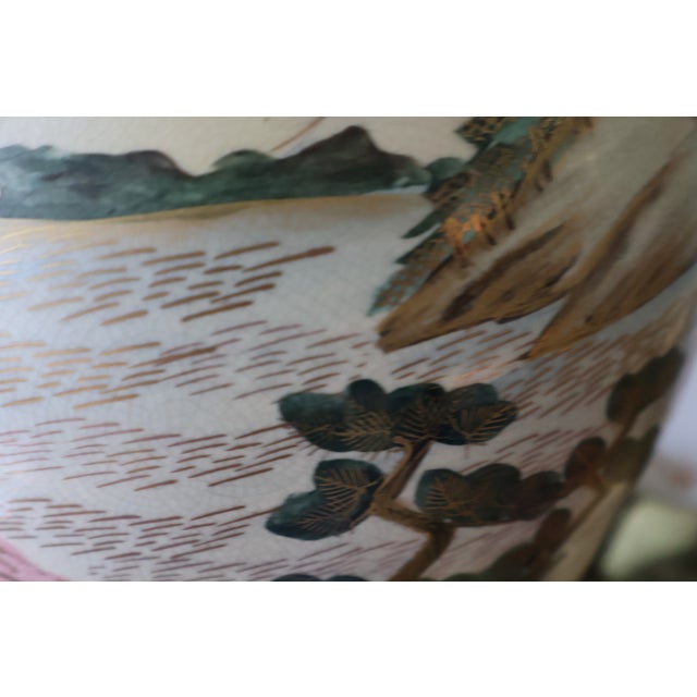 Antique Meiji Japanese Satsuma Procession Jar Lamp by Jukō For Sale - Image 16 of 18