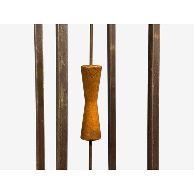 1960s American Modern, Cage Form Table Lamp, Walnut, Brass, Usa For Sale - Image 9 of 12