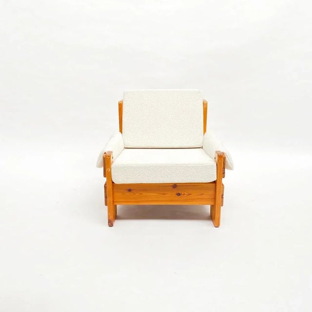 Brown Mid-Century Swedish Brutalist Lounge Chair in Solid Pine, 1970s For Sale - Image 8 of 17