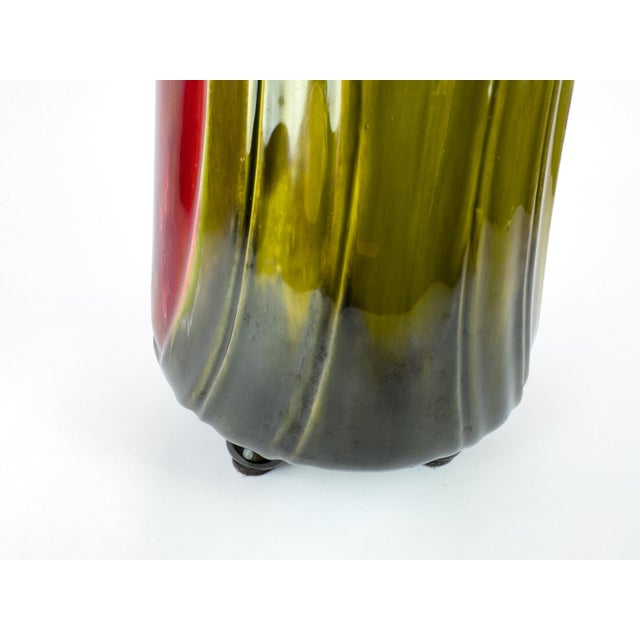 Ruby Red Large Art Nouveau Barbotine Vase by L’Herminie-Declercq, Orchies, France, c.1900 For Sale - Image 8 of 15