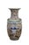 Vintage Japanese Satsuma style mantel vase or urn featuring a chinoiserie mountain landscape scene with wise men, horses,...