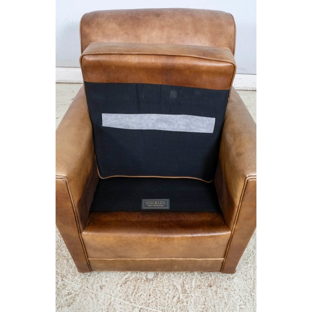 Stickley Worn & Distressed Leather Club Chair For Sale - Image 12 of 15