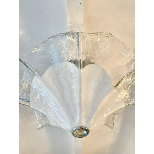 Flush Mount in White Murano Glass and Chrome from A.V. Mazzega, Italy, 1970s For Sale - Image 3 of 8