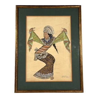 Mid 20th Century I Made Budi Batuan Painting of Balinese Dancer For Sale