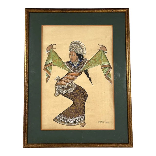 Mid 20th Century I Made Budi Batuan Painting of Balinese Dancer For Sale