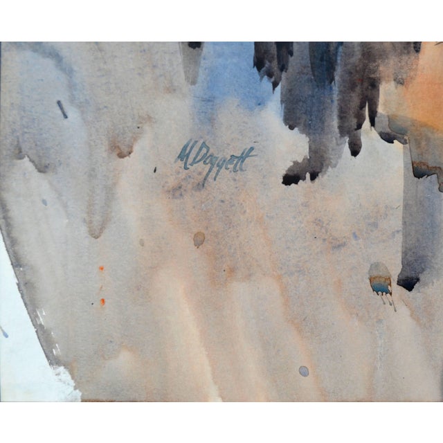 Impressionist Noel Daggett Impressionist City Beach San Francisco Bay Area Watercolor Landscape 1959 For Sale - Image 3 of 5