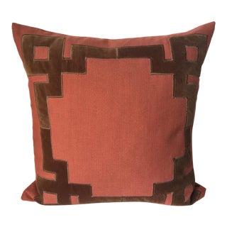 Linen & Velvet Accent Pillow-Feather Insert For Sale
