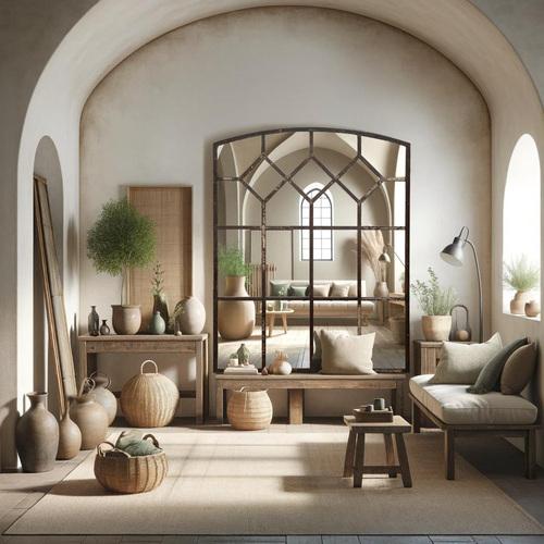 This large mirror is an impressive wall decoration item, measuring 198cm in height and 157cm in width. with its sturdy...