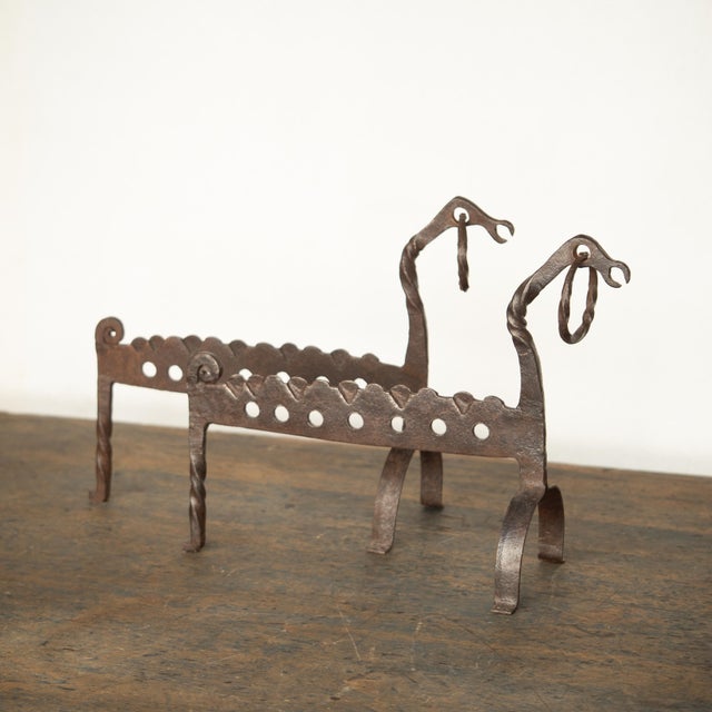 Italian Hand-Forged Zoomorphic Fireside Andirons, 1950s, Set of 2 For Sale - Image 15 of 18
