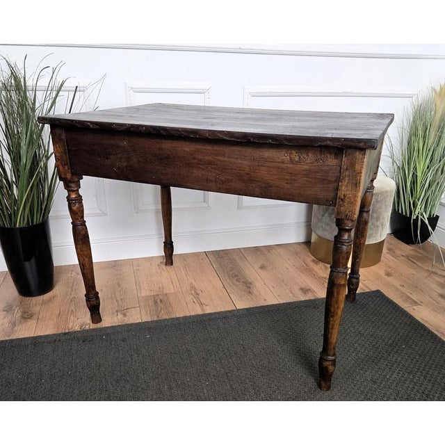 Wood Antique Rustic Italian Walnut Writing Table, 1890s For Sale - Image 7 of 9