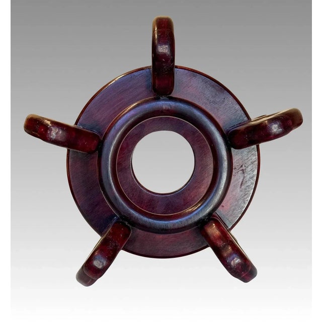 Vintage Chinese Carved Rosewood Display Stand / Pedestal 9.75” For Sale - Image 4 of 4