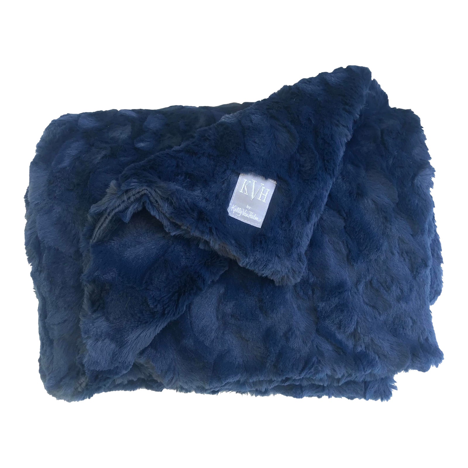 Navy Faux Fur Minky Throw Chairish