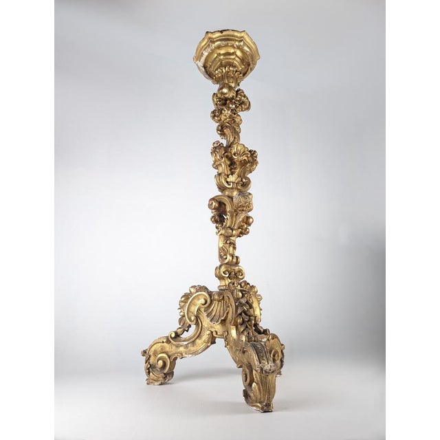 Gold Baroque Torcheres in Golden Wood, 1800s, Set of 2 For Sale - Image 8 of 18