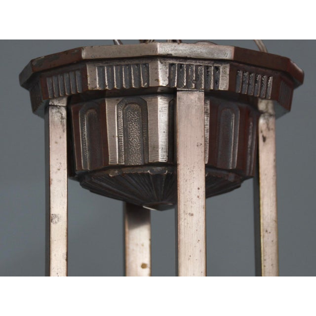 French Nickeled 4-Arm Chandelier by Hettier Vincent, 1920s For Sale - Image 4 of 7