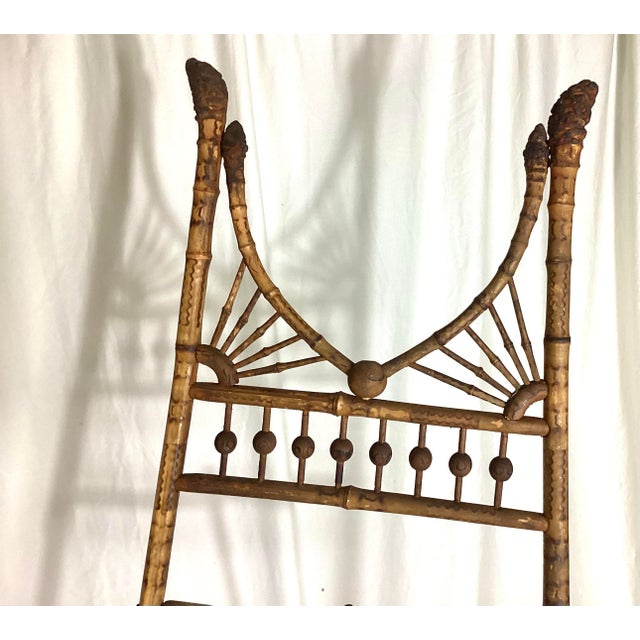 Late 19th Century Victorian Tortoiseshell Bamboo Floor Easel - Burnt Bamboo Display Stand For Sale - Image 4 of 8