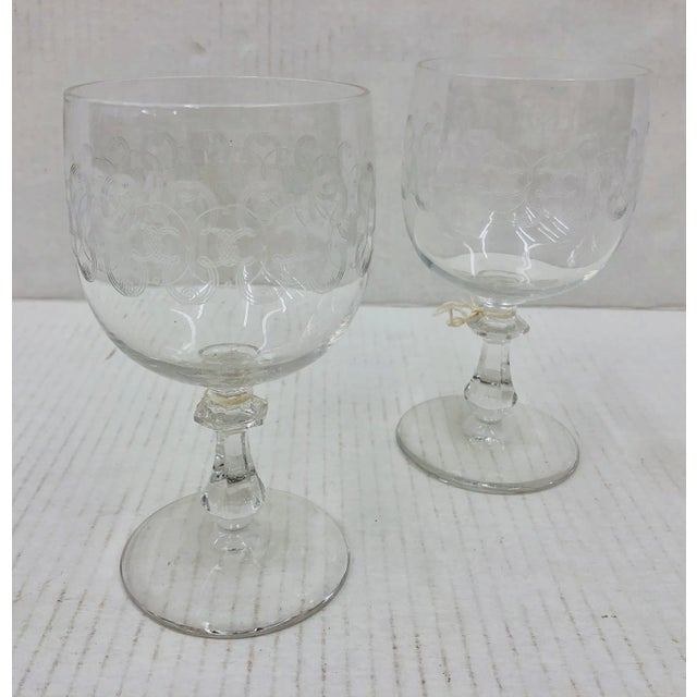 Traditional Early 20th Century Etched Glass Goblets For Sale - Image 3 of 7