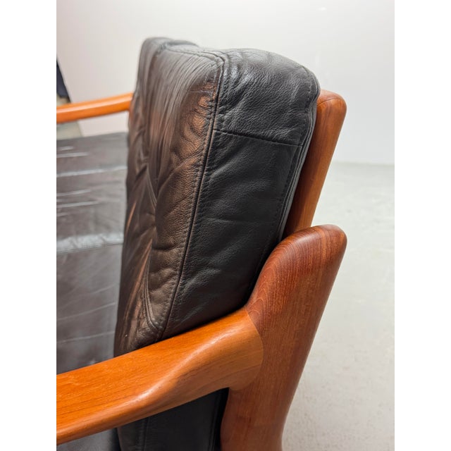 Black Mid-Century Modern Sofa in Teak with Black Leather Cushions by Sven Ellekaer for Komfort, Denmark, 1970s For Sale - Image 8 of 10