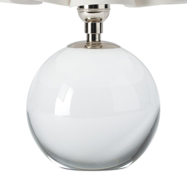 Contemporary Regina Andrew Giorgio Crystal Mini Lamp, Polished Nickel with Linen Scalloped Shade For Sale - Image 3 of 5