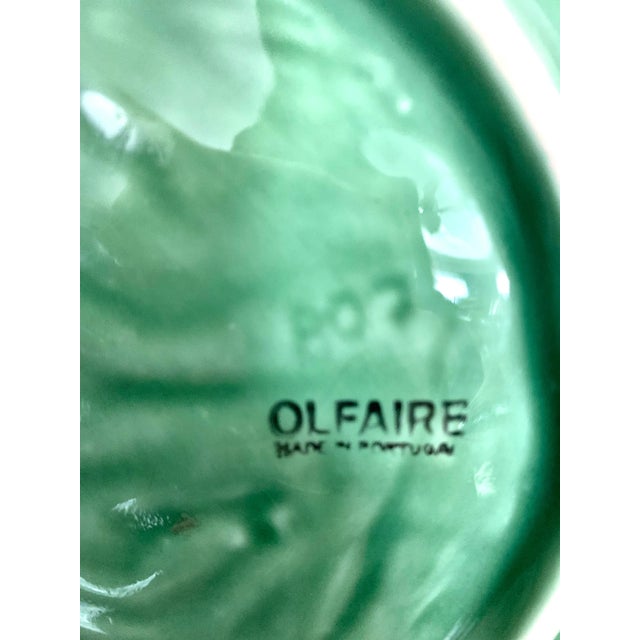 8.5" Vintage Dark Green Majolica Cabbagewear Leaf Ceramic Bowl - Made in Portugal For Sale In San Diego - Image 6 of 7