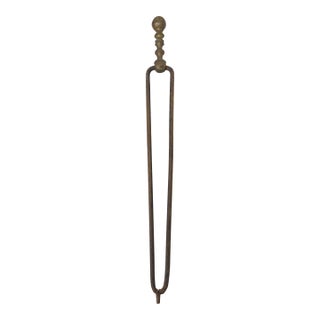 Antique 18th Century Wrought Iron Turned Brass English Fireplace Tongs Tool 25 For Sale