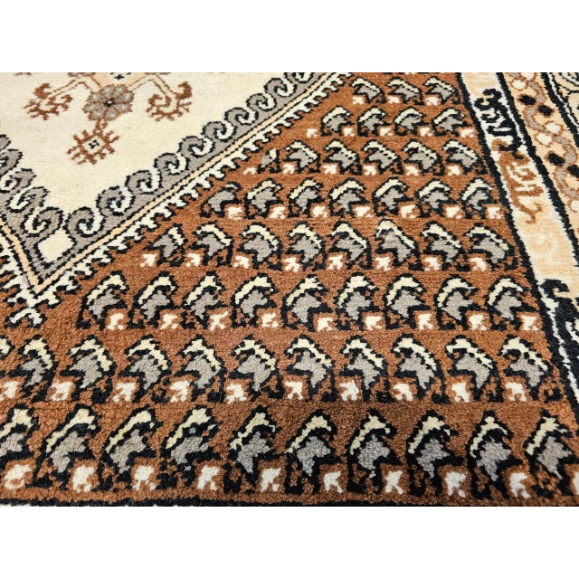 Vintage Moroccan Rug, Handwoven Wool, Geometric Pattern, Ivory & Brown, 6’ X 8’ For Sale - Image 15 of 18
