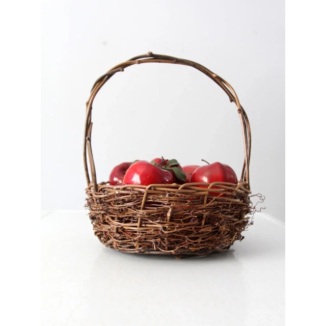 Vintage Rustic Twig Basket For Sale - Image 6 of 12