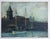 1916 City Ship Harbor With Clock Tower in Early Evening Painting For Sale - Image 4 of 4