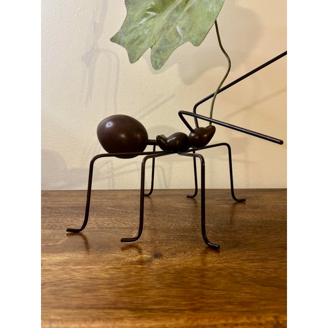Realism Metal Ant Sculpture Carrying Leaf by Gerardo Fernandez For Sale - Image 3 of 8