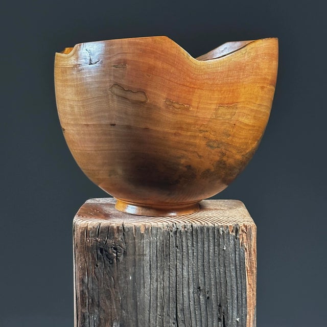 Wood Hand Turned Organic Modern Maple Serving Bowl, Signed For Sale - Image 7 of 7