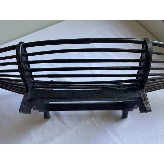 1990s Vintage MCM Wicker Rattan Wooden Boat, Centerpiece Fruite Basket For Sale - Image 5 of 9