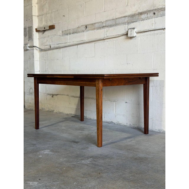 Mid-Century Modern Rosewood Dining Table With Expandable Pull Out Draw Leaves Sejling Skabe Denmark 1960s For Sale - Image 3 of 9