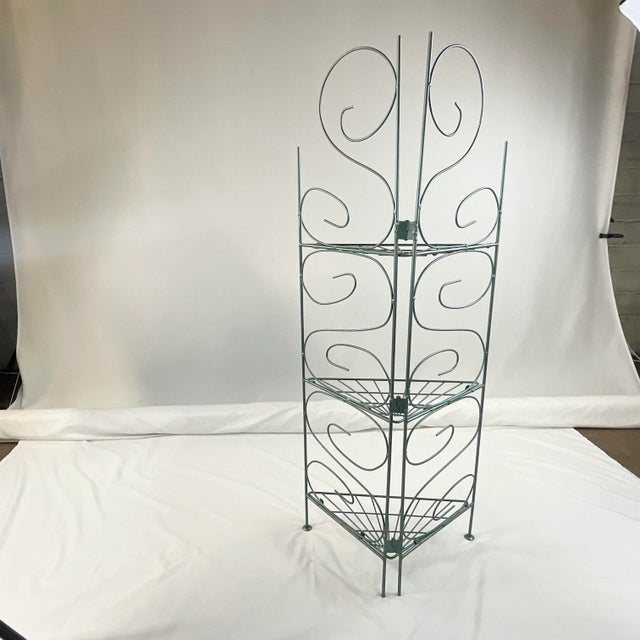 Mid-Century Modern Atomic Metal Art Nouveau Corner Plant Stand, Newly Painted For Sale - Image 9 of 12