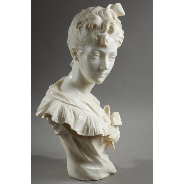 Late 19th Century Henri Emile Allouard, Bust of a Woman, 1880, Marble For Sale - Image 5 of 18