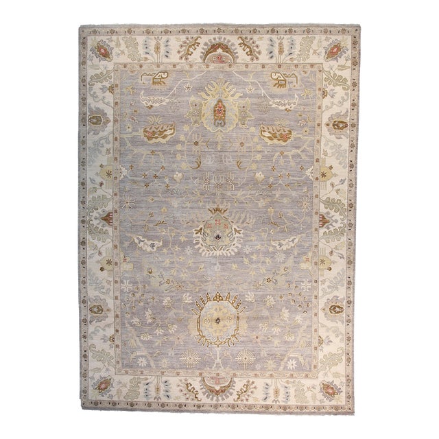 Maine Oushak Rug, Light Gray 9x12 For Sale