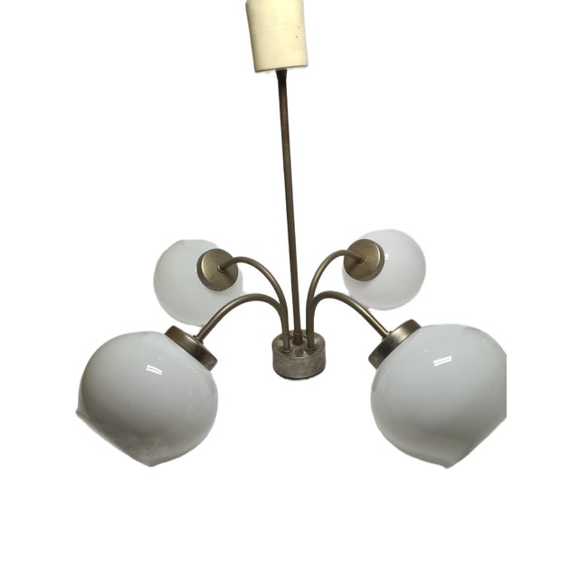Postmodern Brass and Glass Chandelier, Poland, 1970s For Sale - Image 11 of 18